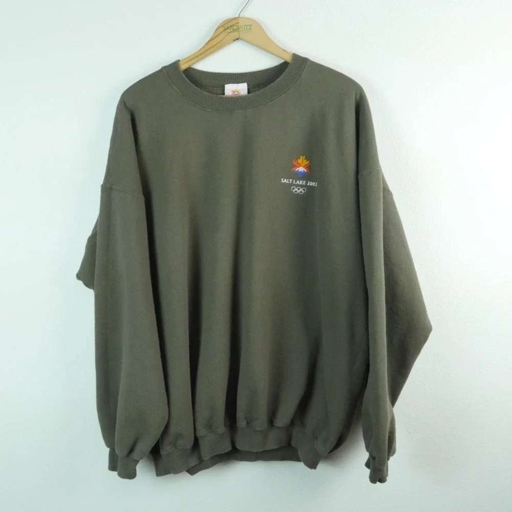 VINTAGE Salt Lake 2002 Winter Olympics Sweatshirt XL Ski Retro Sportswear Y2K